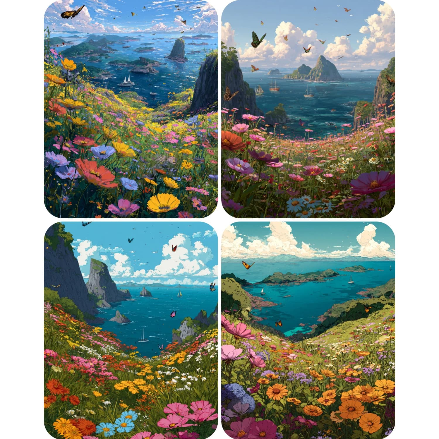 1pc frameless Hand Paint Flower-filled cliffs Painting By Numbers Kit DIY Acrylic Artwork Canvas Art Gift Home