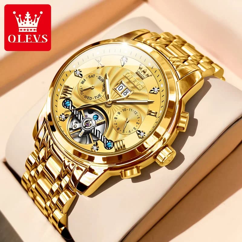 OLEVS Top Brand Orologi da uomo Orologio meccanico automatico 50M Impermeabile in acciaio inossidabile Design scheletrato Orologi Reloj de hombre