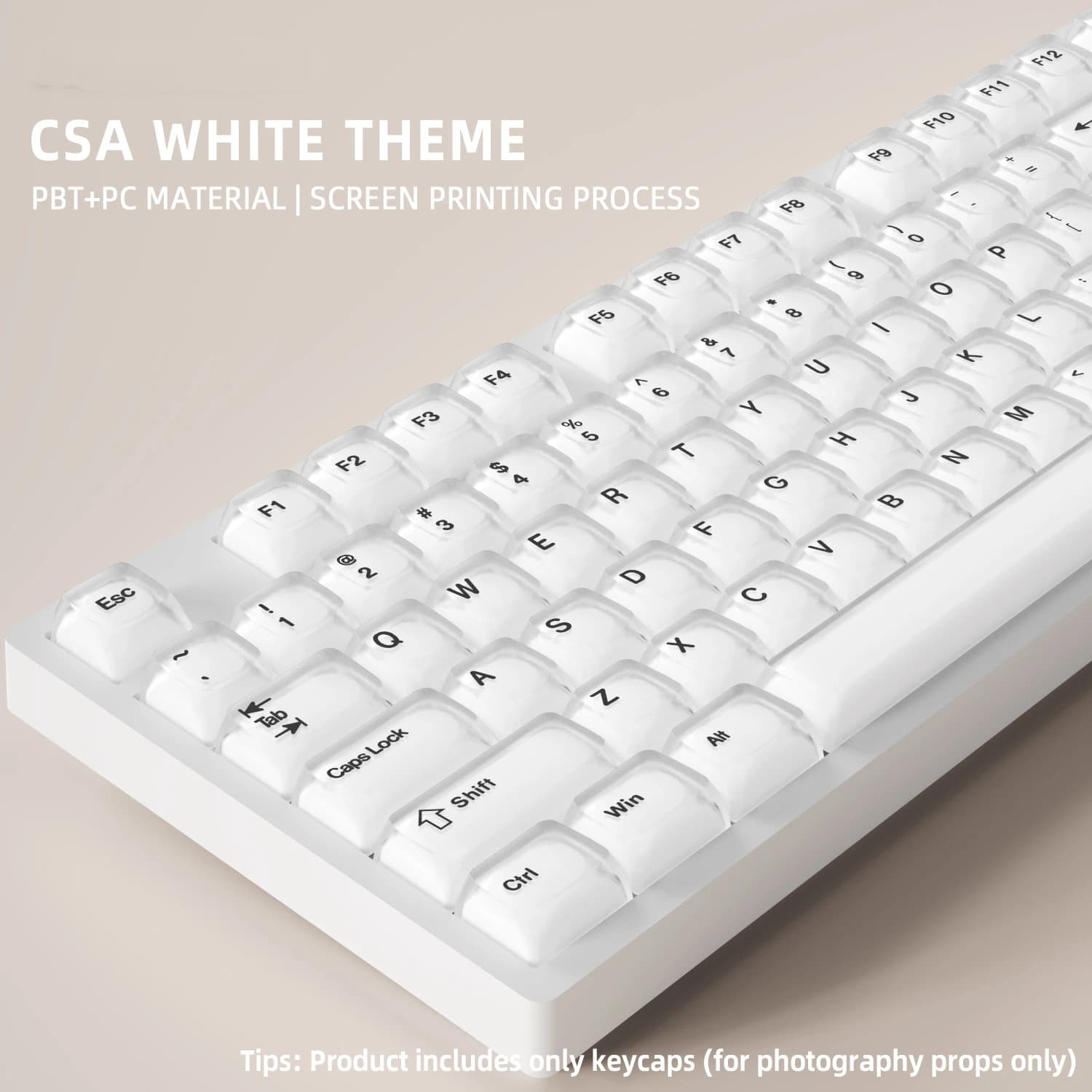 Keycaps in Gel Bianco 132 Tasti Materiale PBT+PC Profilo CSA Bicolore Personalizzato Wooting Per Tastiera Meccanica con Switch CHERRY MX