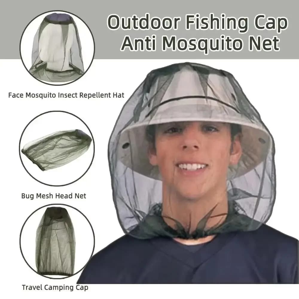 Portable Breathable Mosquito Net Cap Unisex Adjustable Insect Repellent Cap Fishing Cap Outdoor Face Head Protector
