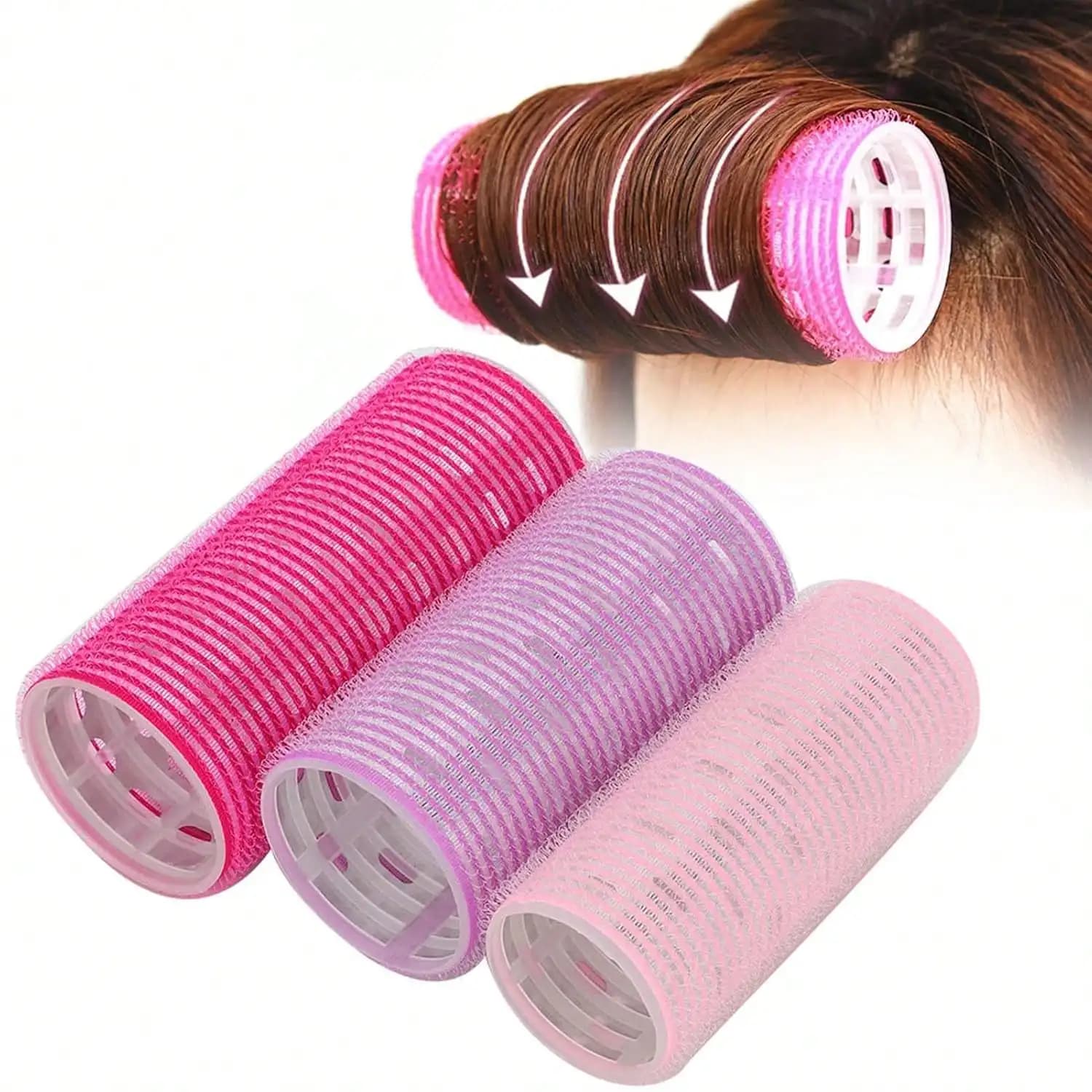 Set di ferri arricciacapelli senza calore, Ferro arricciacapelli portatile con manico, Ferro arricciacapelli per frangia, Strumento per modellare capelli grandi e ottagonali, Adatto per donne con fronte alto e capelli voluminosi, Ferro arricciacapelli professionale fai da te, Adatto per capelli lunghi, corti, grossi e fini, Kit per lo styling dei capelli, Strumento per capelli