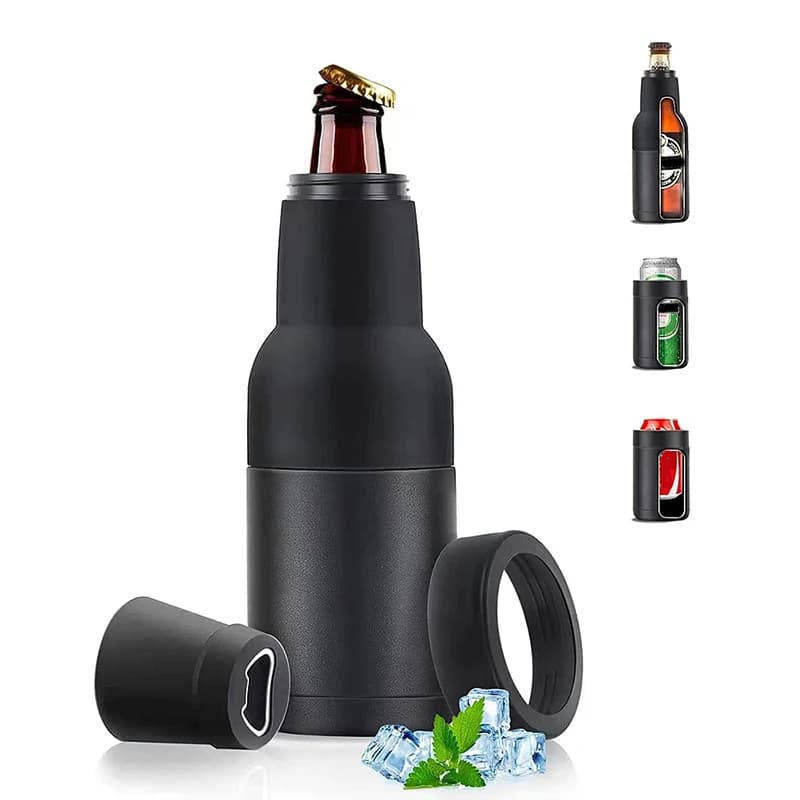 Serbatoio di stoccaggio freddo per birra in acciaio inossidabile da 12 once con apribottiglia thermos isolata sottovuoto a doppia parete per lattine di bevande, tazza fredda e fredda