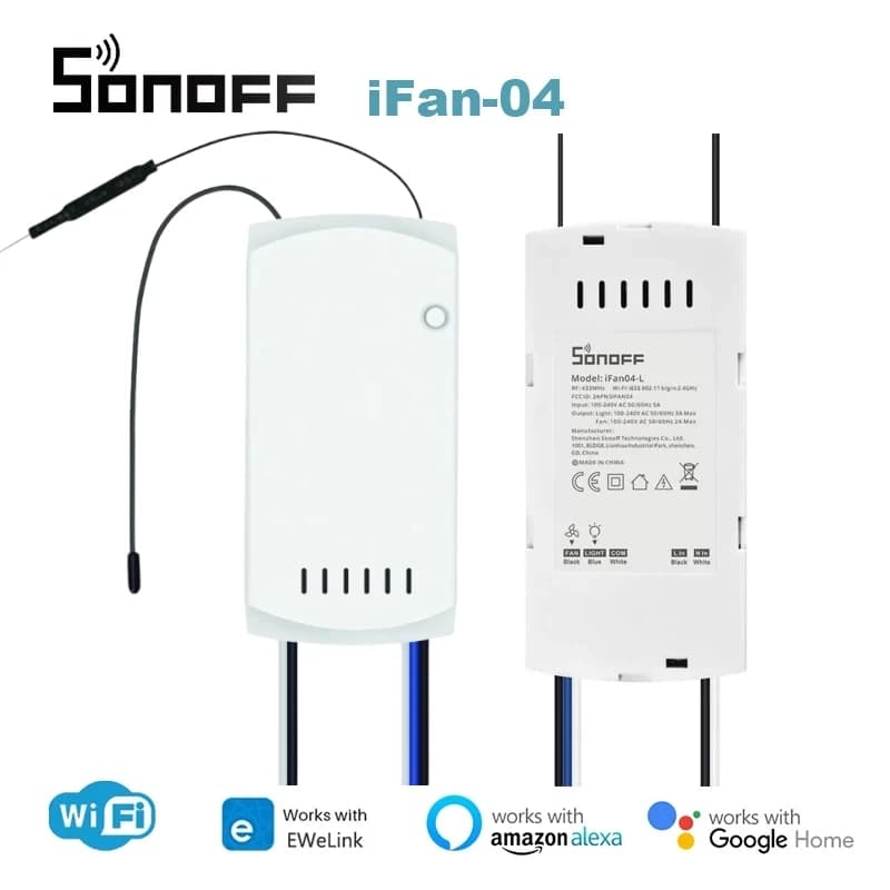 SONOFF iFan04 Ventilatore da soffitto intelligente WiFi e controller luce con controller RM433 R2 Supporto telecomando Ewelink Alexa Google