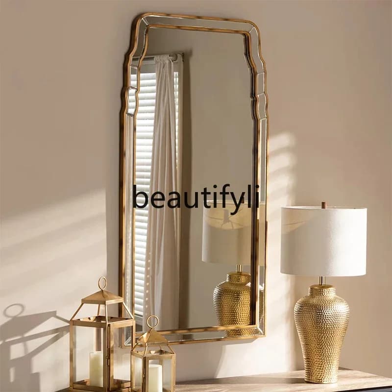 SS ss7486 Specchio cosmetico per camera da letto Specchio da tavolo da trucco Appeso a parete Bagno Sala da pranzo Specchio decorativo semplice stile europeo