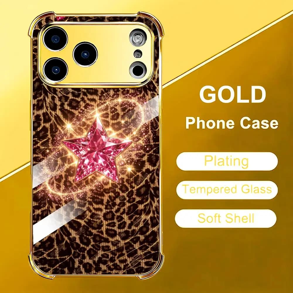 Luxury Wild Leopard Pattern glass phone case for coque iphone fundas for carcasa iphone for iphone 17 、16、15、14、13、12pm Pro Plus