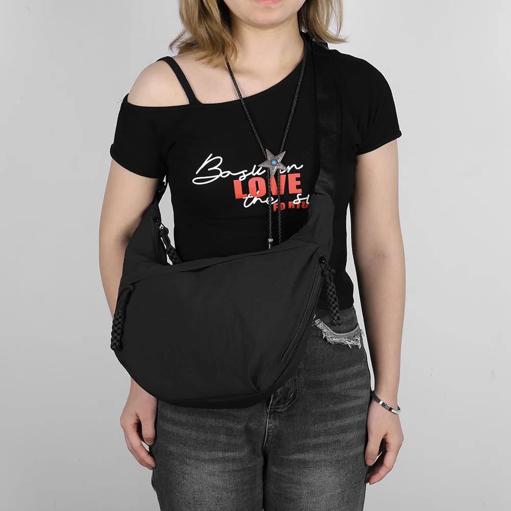 Borsa a tracolla in nylon con cerniera Borsa a mano con tracolla regolabile Borsa a tracolla Hobo Borsa a tracolla casual per viaggi all'aperto da donna