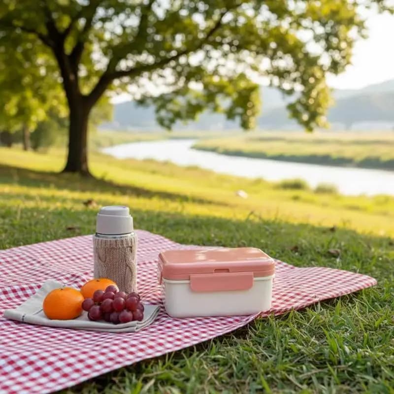 1 contenitore per il pranzo in plastica con tre scomparti, senza BPA, adatto al microonde, a tenuta stagna, portatile, per studenti e impiegati d'ufficio