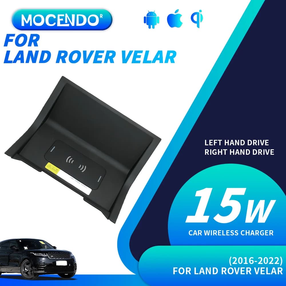 Wireless Car Charger Support for Land Rover Velar 2015-2019, special accessory for mobile phone mounting via cigarette lighter socket