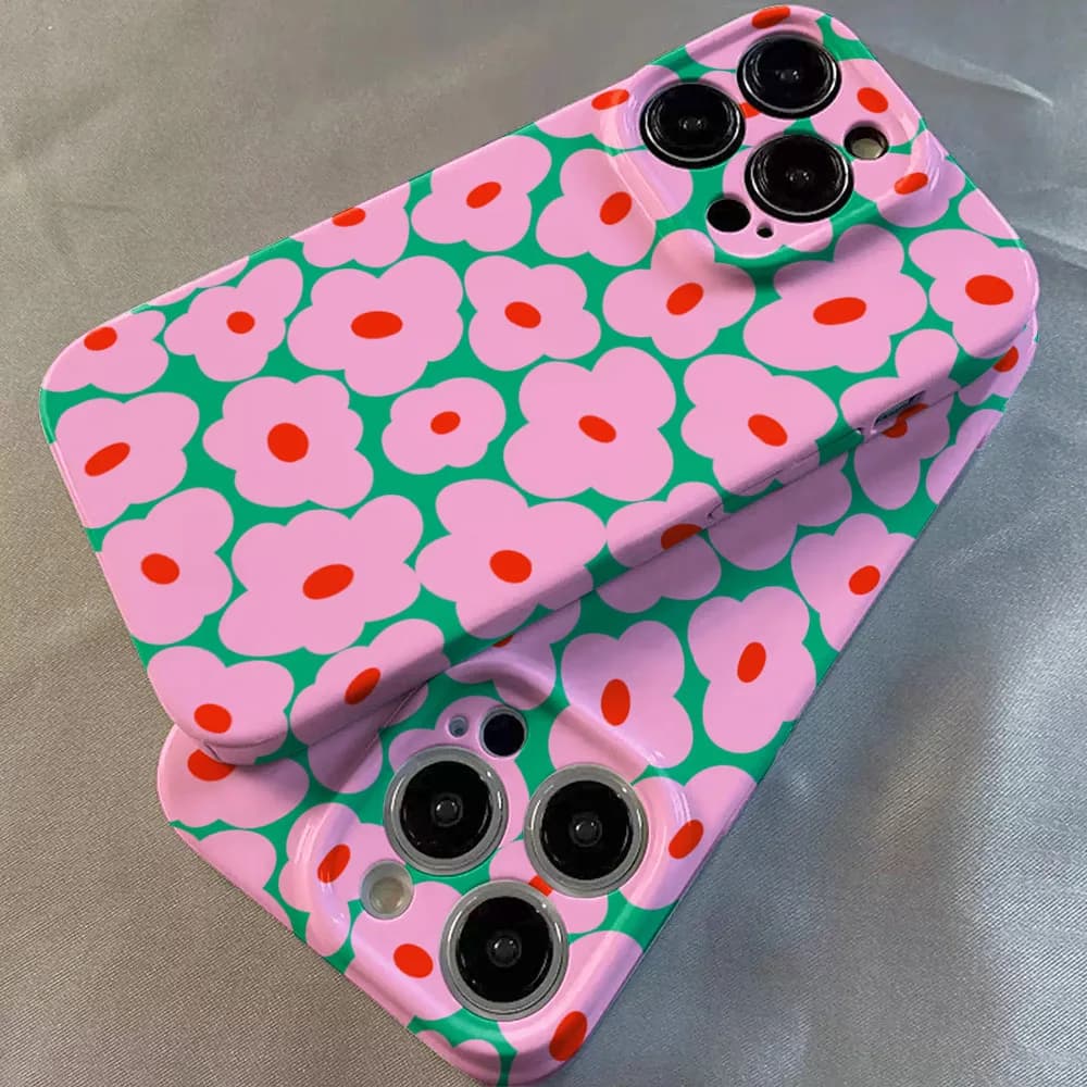Custodia per iPhone 17 16 15 14 13 12 11 Pro Max Air 16e 7 8 Plus XS Max X XR INS con motivo floreale, cover rigida in PC con paraurti