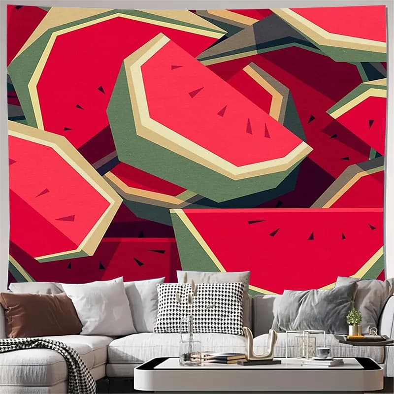 Watermelon Tapestry Wall Hanging Summer Fruit Decor Aesthetic Room Decor Tropical Vibes Beach Theme Dorm Room Decor Festival Tap