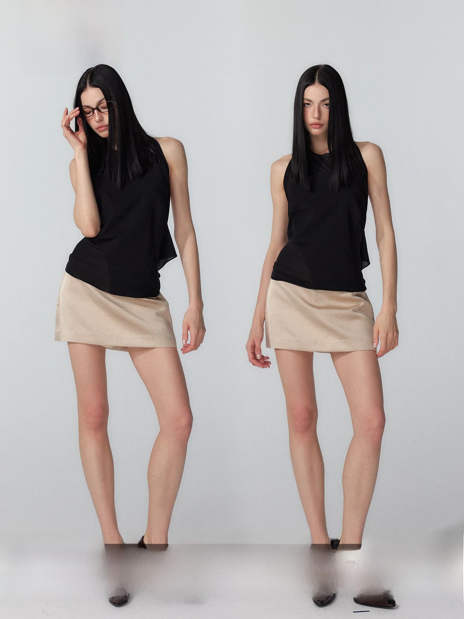 Gonna a trapezio in raso opaco Three Goood, vita bassa, stile casual, da donna, in misto viscosa e rayon, collezione primavera