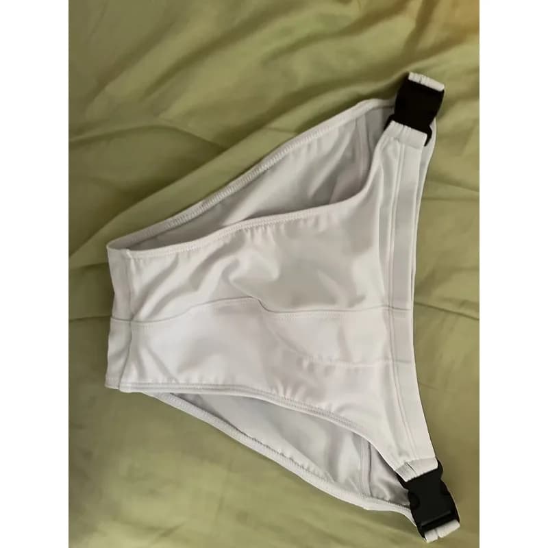 Men's Bilateral Buckle Solid Color Swimsuit European and American Sports Side Open Swimsuit Low Waist Swimsuit 10096