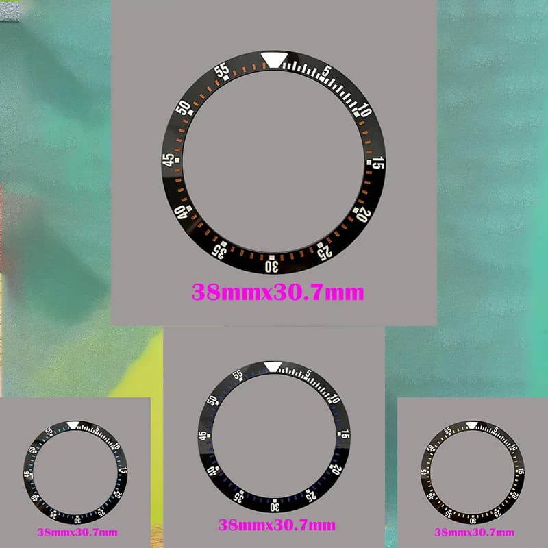 38mm x 30.7mm Inclined Ceramic Bezel Insert Size for NH35 NH36 SKX007 SUB GMT Bezel Seamaster Men Watch Underwater Case Replace Part