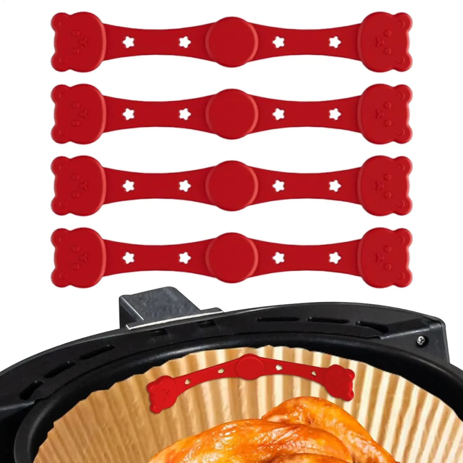 4 Pezzi Magneti per Friggitrice ad Aria, Supporto Magnetico per Carta da Forno, Fibbia in Silicone Magnetica per Friggitrice ad Aria, Accessori Riutilizzabili Resistenti alle Alte Temperature