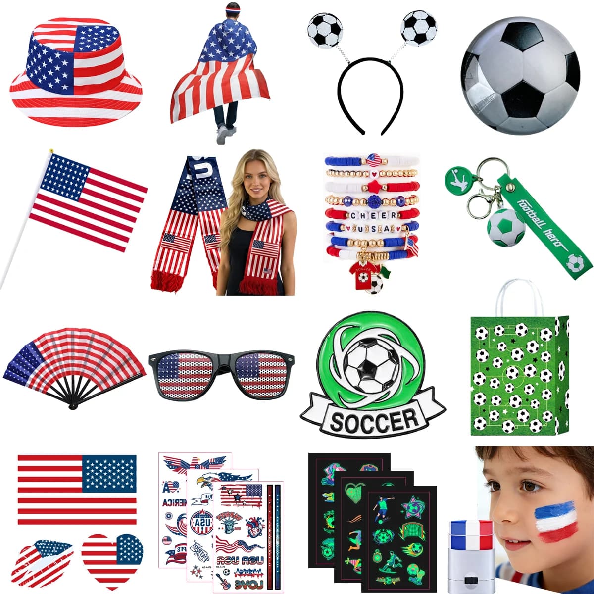Set Regalo Calcio 2026 Coppa del Mondo USA per Tifosi - Kit da 20 Pezzi per Feste e Gadget per Bambini e Adulti