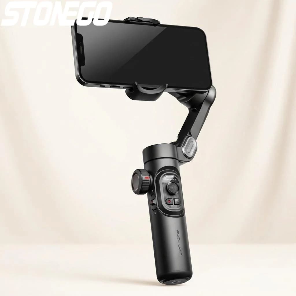 Stabilizzatore Gimbal a 3 Assi per Cellulari, Anti-Shake, con Funzione di Tracciamento del Viso e Asta Selfie