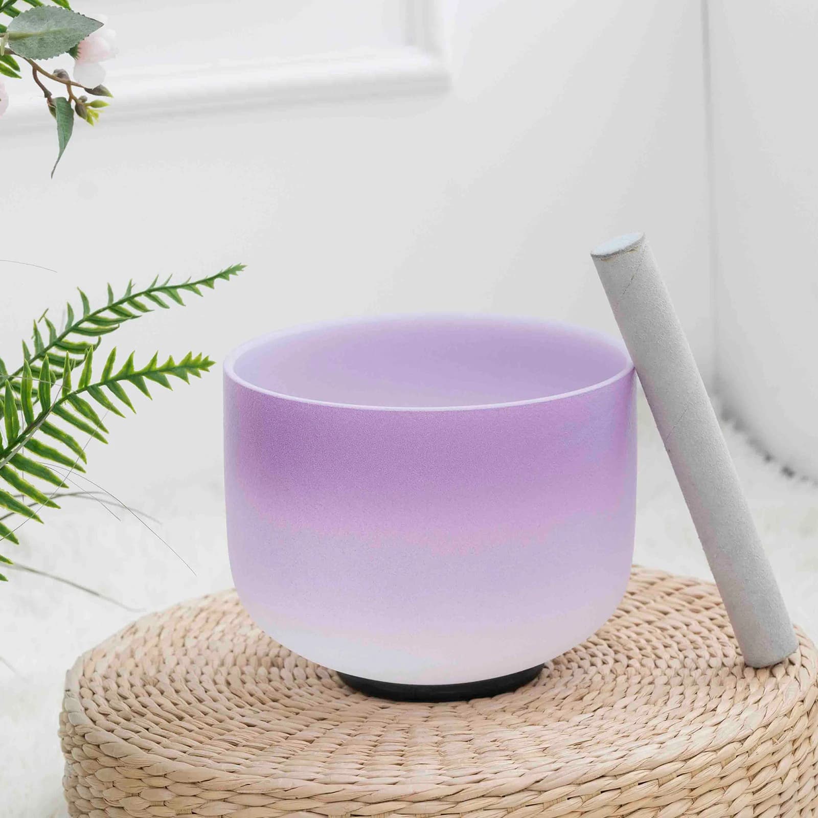 Hye-eun 8inch 440hz/432/528hz Purple Gradient Crystal Singing Bowl Chakra Sound Bowl Meditation Musical Instrument for Healing