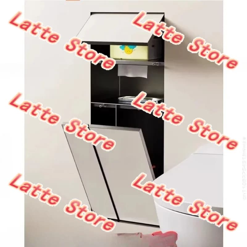 forConcealed 304 Stainless Steel Trash Can Niche Embedded Tissue Box Internet Celebrity Toilet Brush Toilet Rack