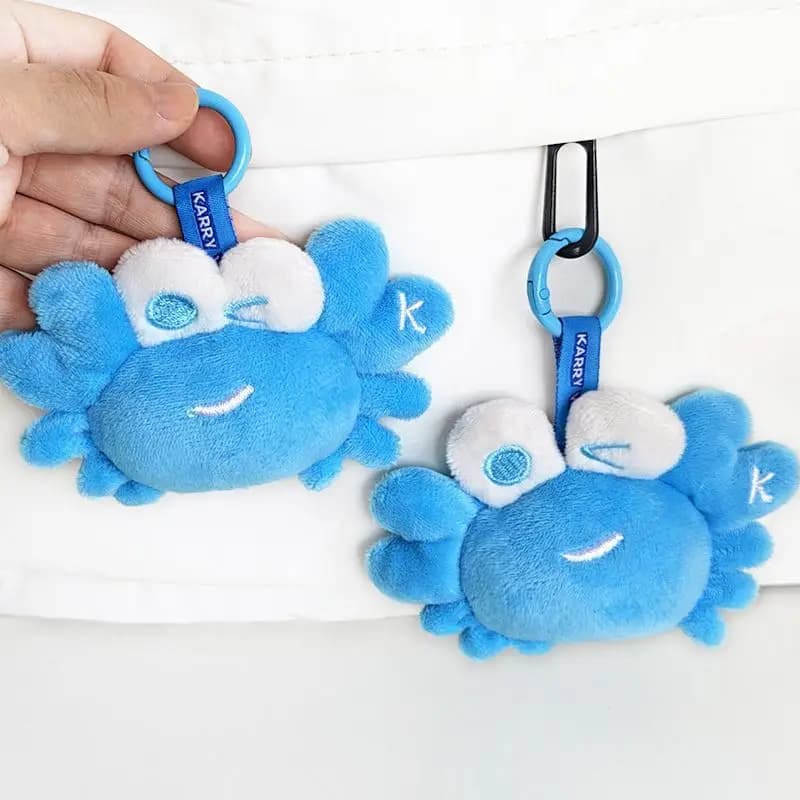 Nuovo Portachiavi Peluche a Forma di Piccolo Granchio Blu, Morbido Ciondolo Animale Marino Kawaii, Giocattolo Imbottito, Regalo Cartone Animato