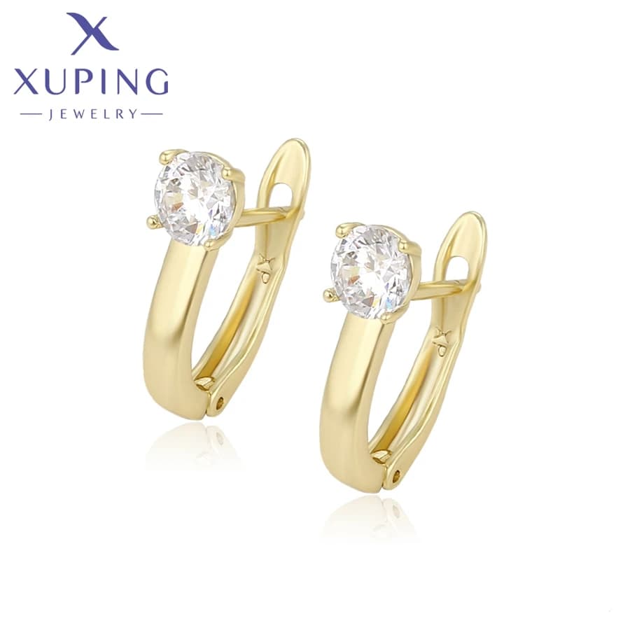Xuping Jewelry Orecchini squisiti alla moda color oro chiaro per donne e ragazze, regali per feste di Natale X 000942075