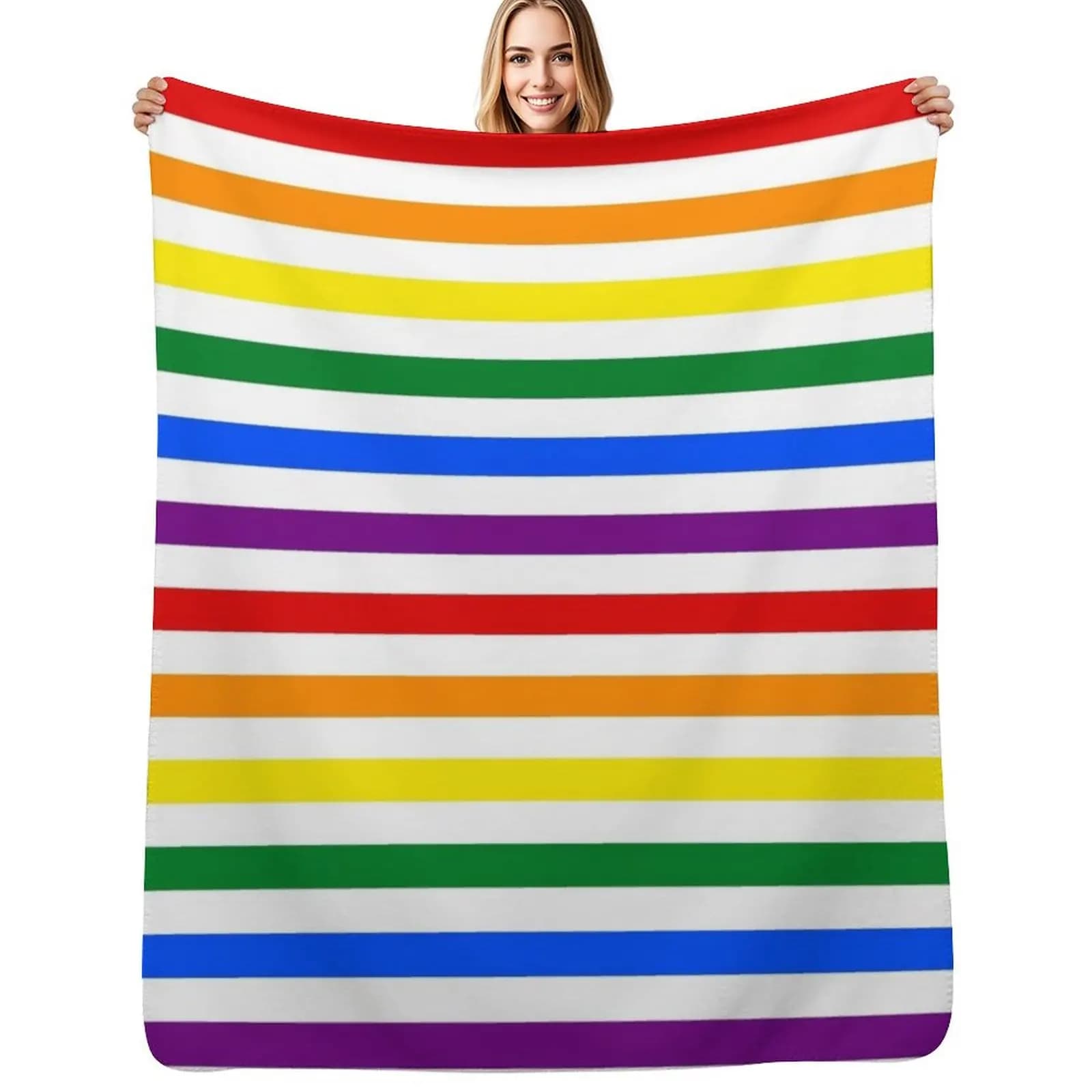 Rainbow Stripes Throw Blanket Luxury Designer Sleeping Bag Multi-Purpose Baby Large valentine gift ideas Blankets