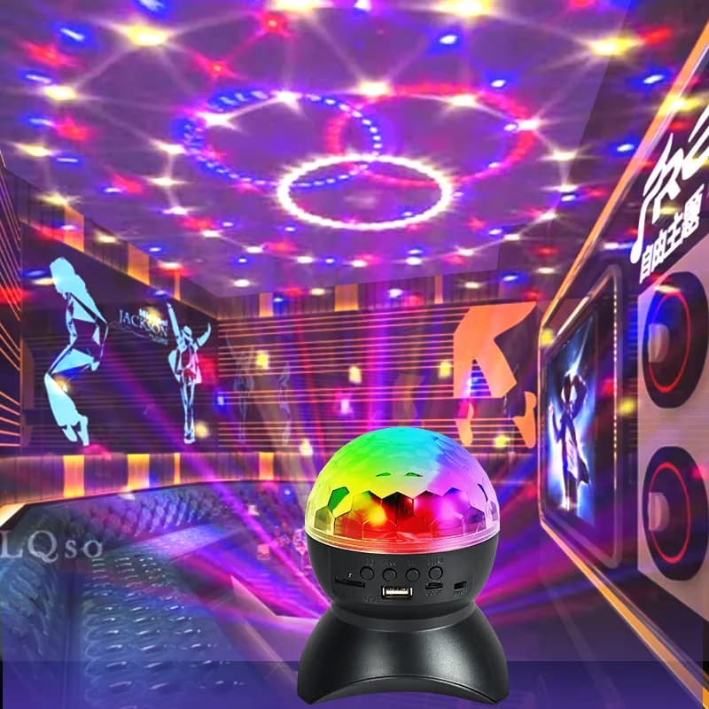 Nuovo LED Crystal Disco Ball Effect Stage Light USB ricaricabile Wireless BT Altoparlante Proiezione Luci notturne per la decorazione della festa in casa