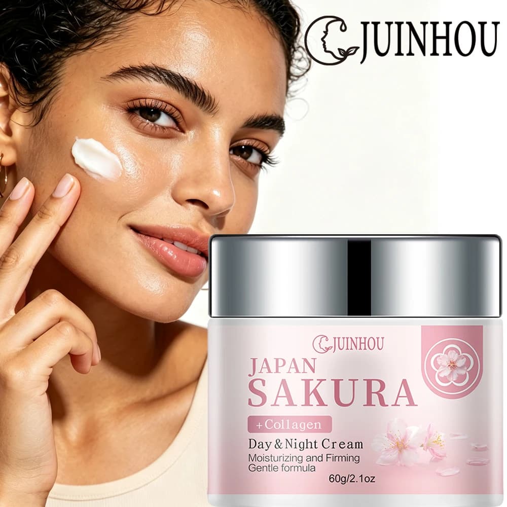 JUINHOU Sakura Collagen Face Cream Hydrating Smooth Facial Moisturizer Firming Skin Reduce Fine Lines Daily Anti Aging Skin Care