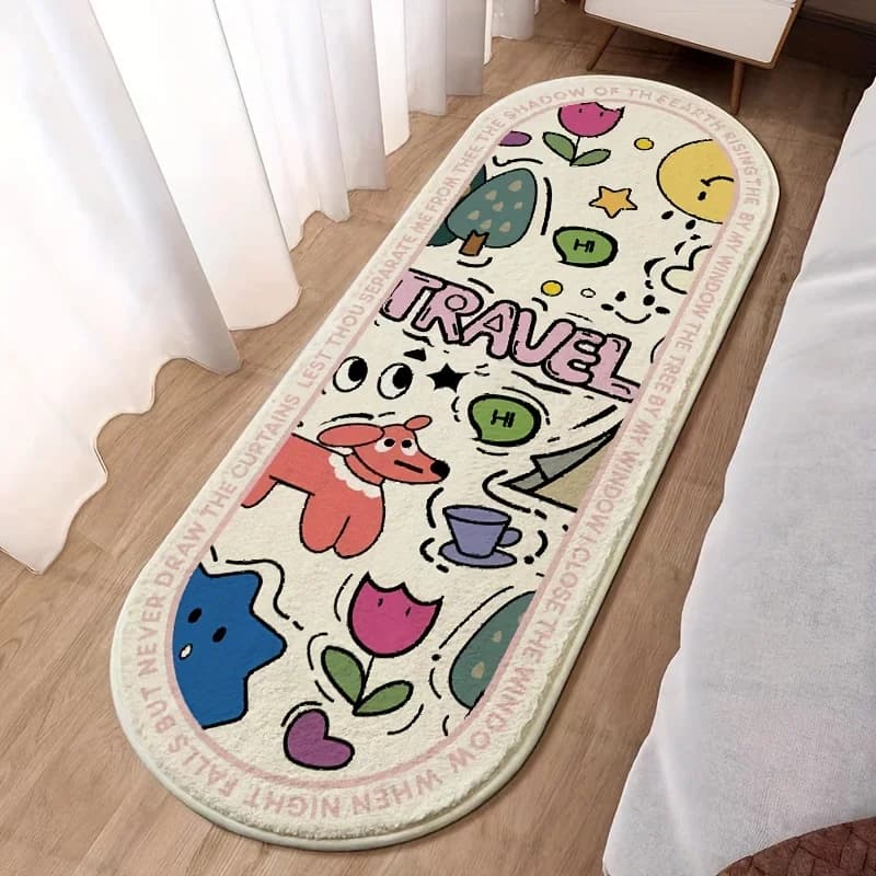 VIKAMA Cartoon Tappeto carino Morbido caldo Coperta da comodino Inverno Soggiorno Tappeto Tappeto per camera da letto Tappetino da bagno Zerbino Decorazioni per la casa