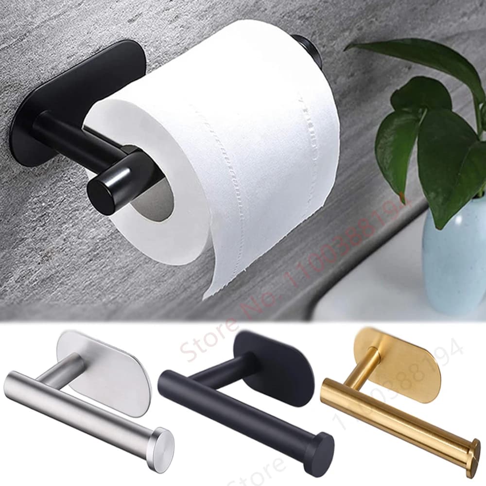 Portarotolo adesivo portarotolo organizzatore supporto per montaggio a parete supporto per cucina bagno senza trapano Dispenser per asciugamani in tessuto inossidabile Accessorio WC Portatovaglioli Acciaio Nero Argento