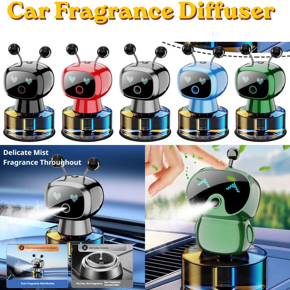Rechargeable Smart Car Aroma Diffuser 4 Levels Adjustable AI Air Freshener 5 Colors Smart Eyes Auto Fragrance Gift