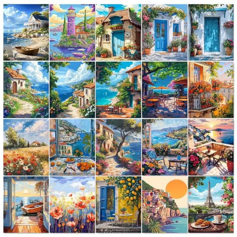 GATYZTORY Diy Painting By Numbers Acrylic Paint Picture With Numbers Landscape On Canvas Drawing By Numbers Decor Gift Diy Ideas