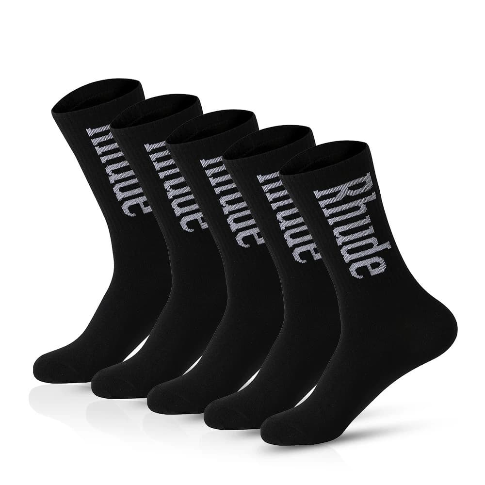 5 paia di calzini da uomo in cotone nero bianco tinta unita calzini da corsa assorbenti traspiranti calzini da corsa all'aperto