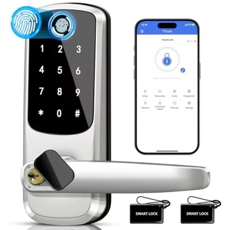 Maniglia reversibile per ingresso senza chiave con impronta digitale intelligente Tastiera touchscreen TTlock Serratura digitale