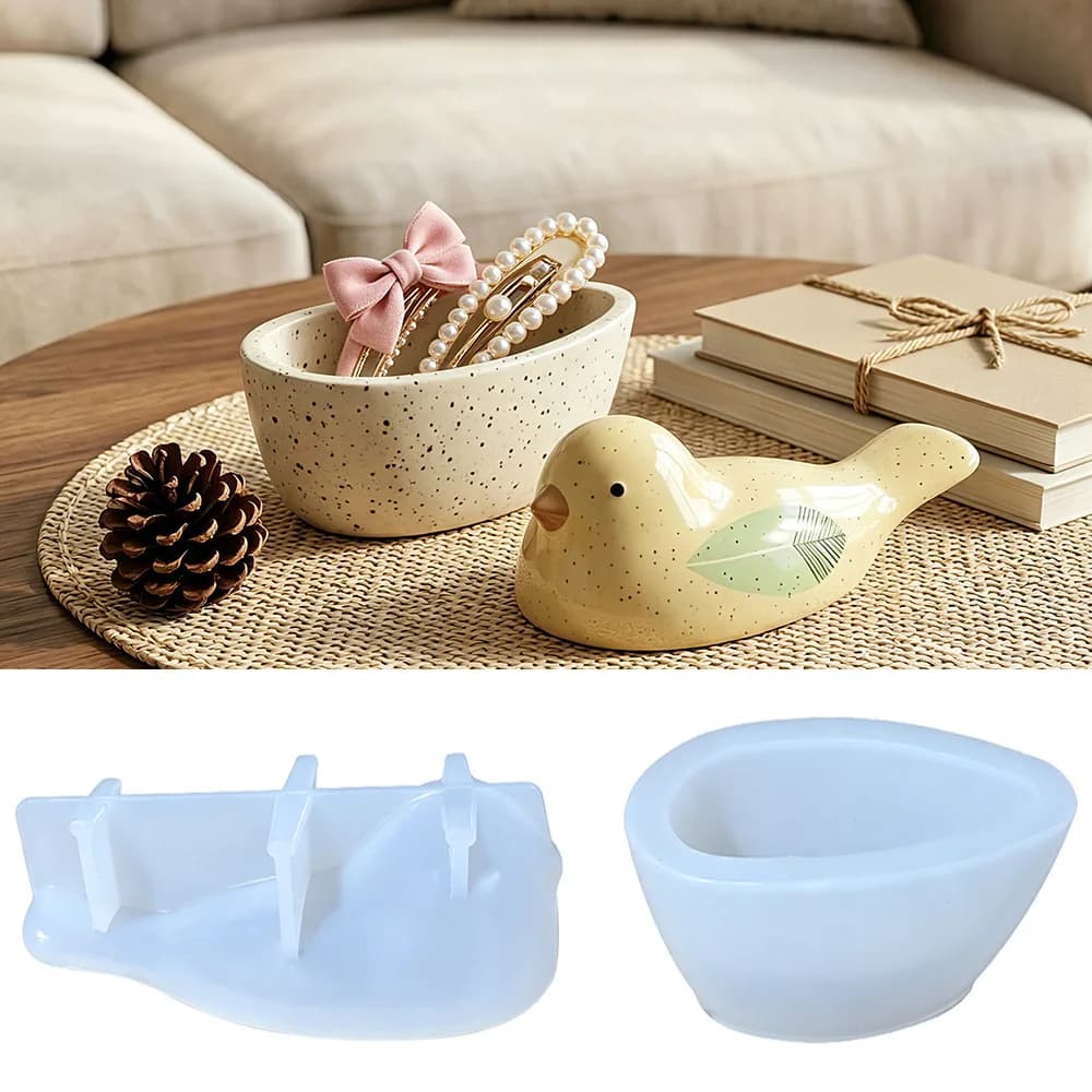 Stampo in Silicone a Forma di Uccello - Per Creazioni in Resina Fai-da-Te, Vasi per Piante Succulente, Organizer da Scrivania e Ornamenti per la Casa