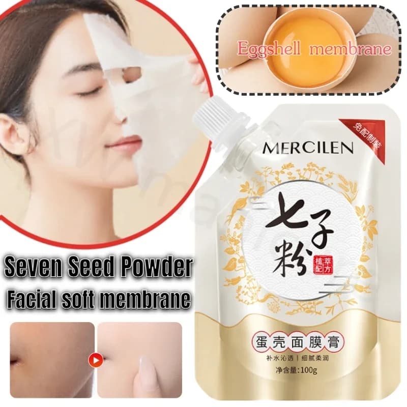 Sette semi in polvere maschera di guscio d'uovo crema 100g tenero estratto vegetale per la cura della pelle idratante tipo di striscio strappo pellicola morbida per la cura della pelle
