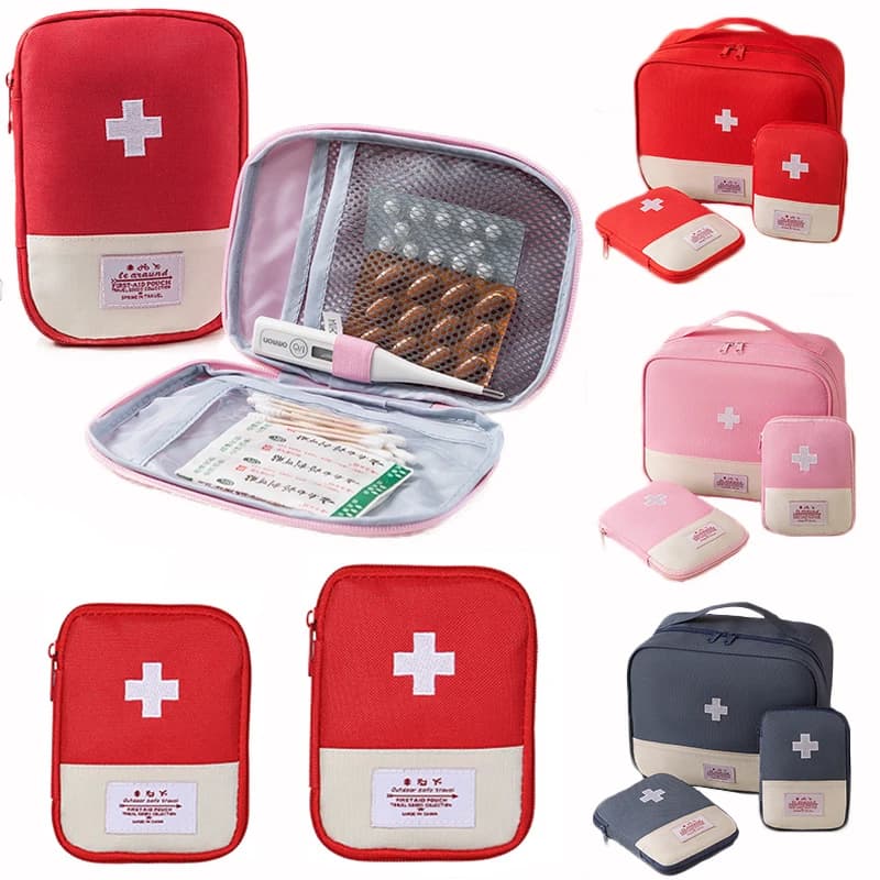 Kit di Pronto Soccorso da Viaggio, Borsa Portatile per Medicinali, Pratica Custodia per Emergenze Mediche, Contenitore per Pillole