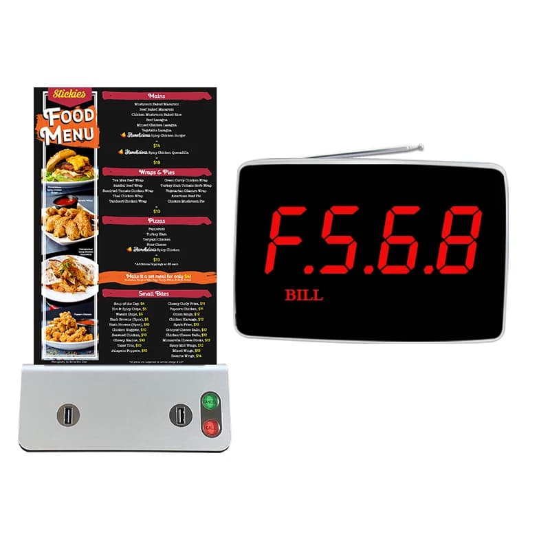 Sistema cercapersone Artom Ristorante wireless con 10 cercapersone per chiamate da cameriere e supporto per menu Power Bank