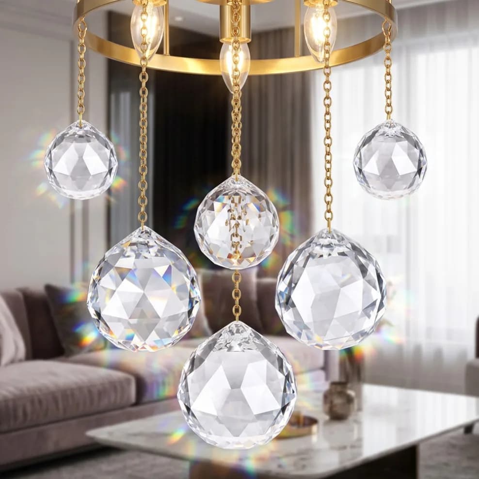 20/30/40/50/60mm Clear Crystal Feng Shui Lamp Ball Prism Rainbow Sun Catcher Wedding Decor Home Wedding Party Ornament