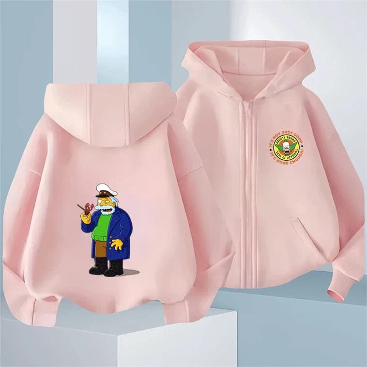 Felpa con cappuccio con zip per bambini con motivo Bart Simpson 2-14 anni, tinta unita, abbigliamento da esterno per ragazzi e ragazze, inverno