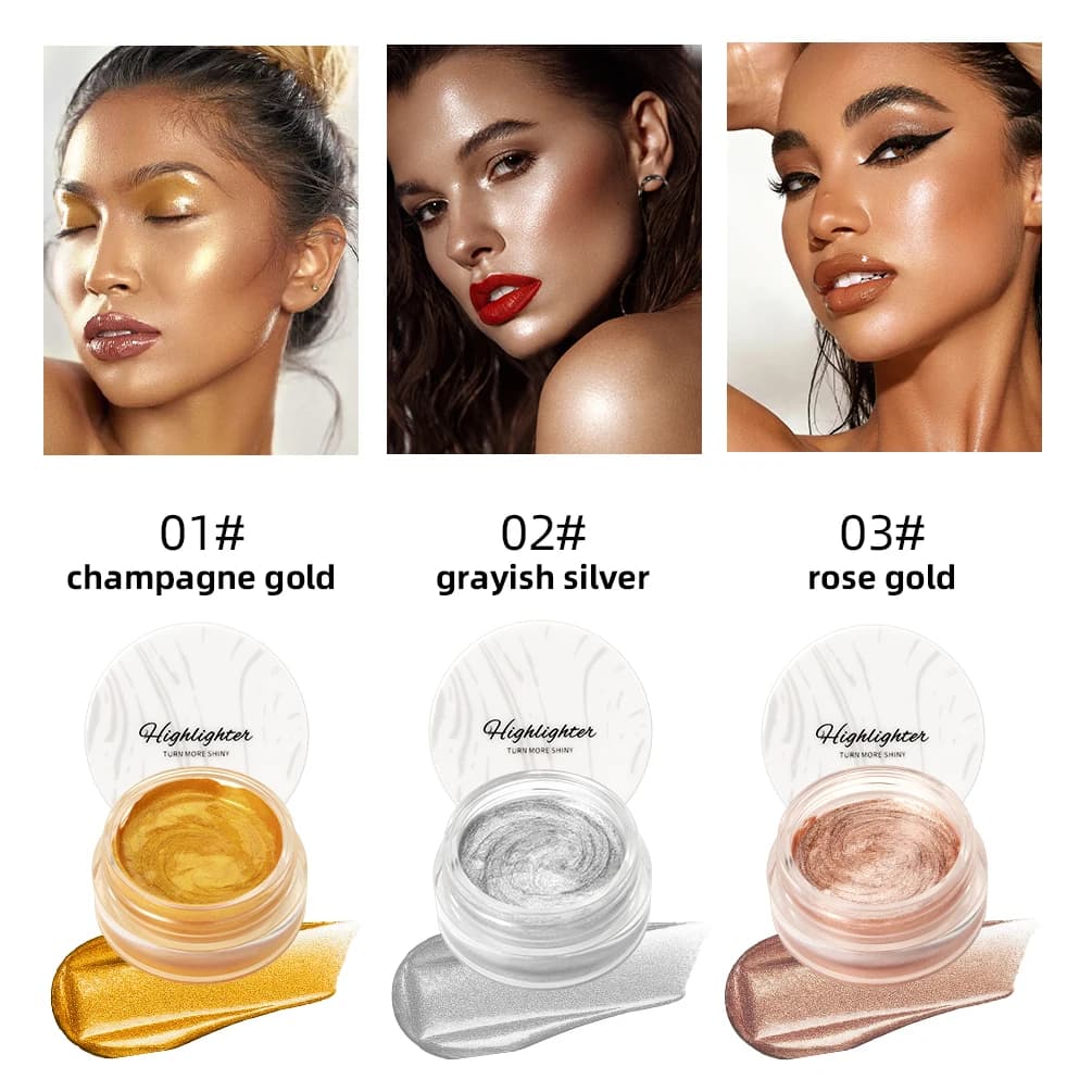 QIBEST Glitter Highlighter Cream Diamond Eye Shadow Silkworm Face Contour Brighten Shimmer Highlight Body Illuminate Makeup