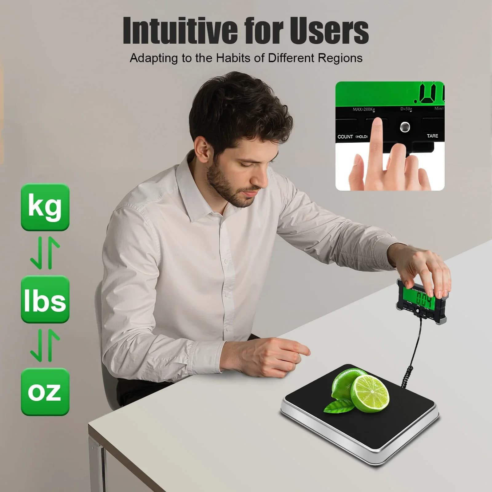 Bilancia per pacchetti postali per carichi pesanti da 440 libbre, bilancia per ufficio postale, bilancia con display LCD, per aziende, bagagli e magazzini