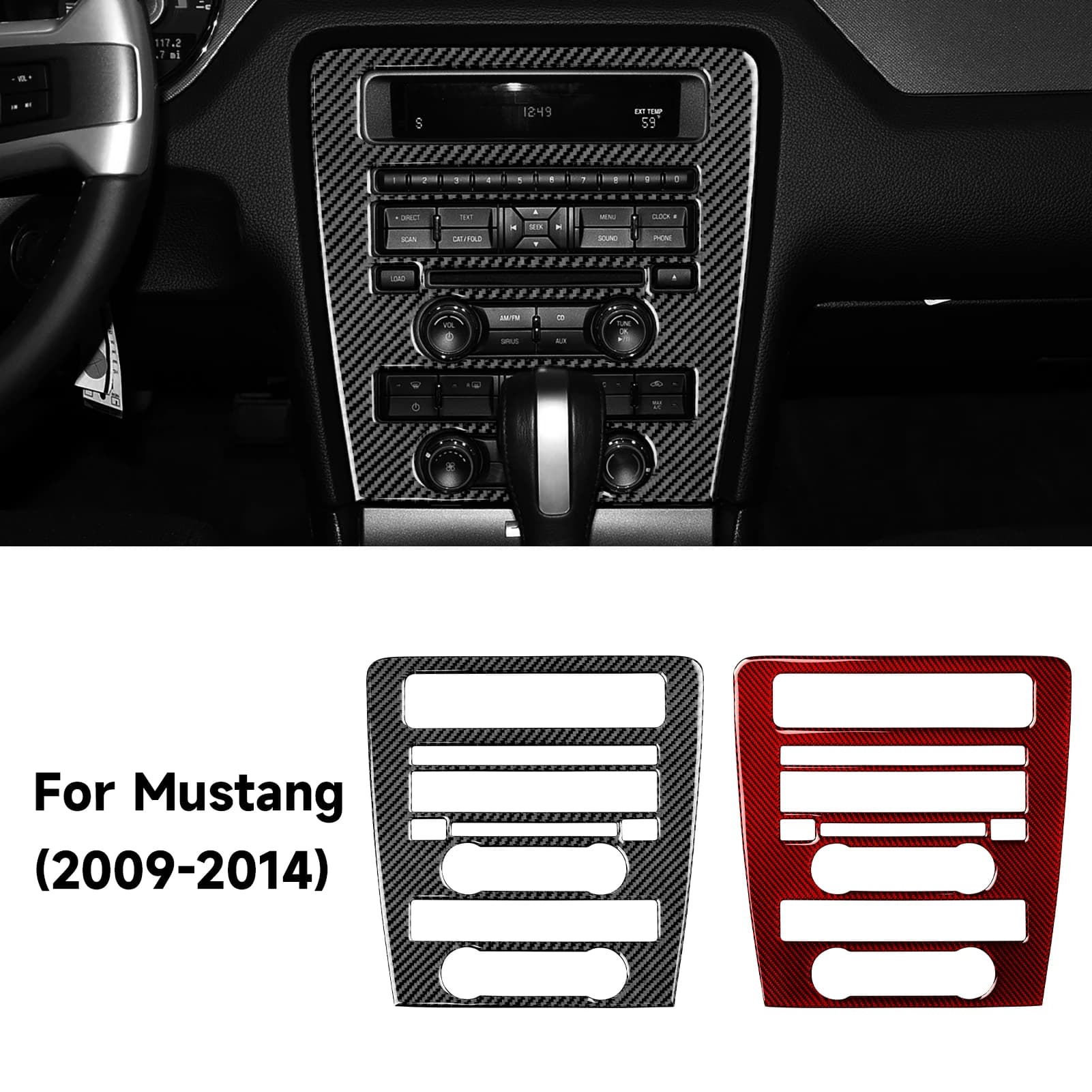 For Ford Mustang GT Shelby (2010-2014) Carbon fiber internal wall Central console for auto CD volume climate control panel cover