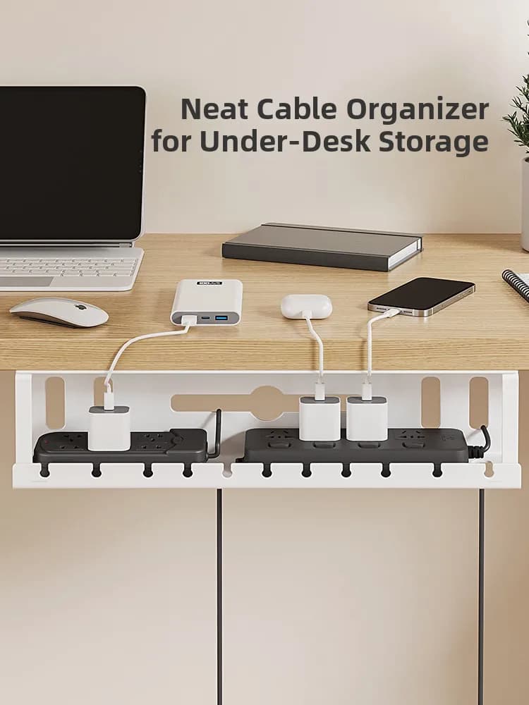 under Desk Cable Organizer No Drilling Metal Office Power Strip Fixer Weight Bearing Cable Management Tool for Home And Office