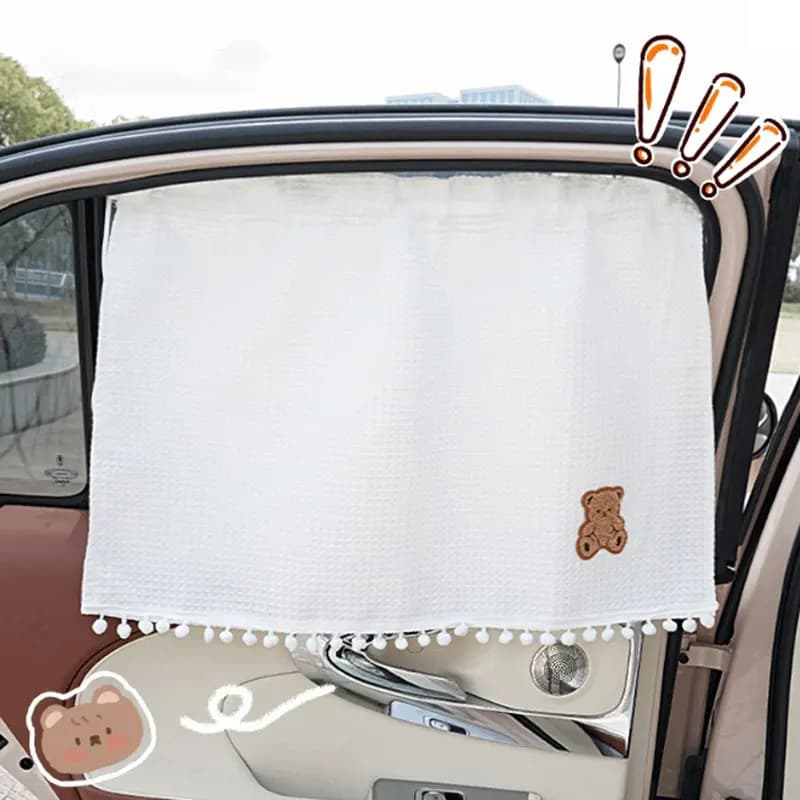 Floral Cartoon Car Window Sunshade Polyester Semi Blackout Suction Cup Auto Kids Side Window Romantic Car Curtain