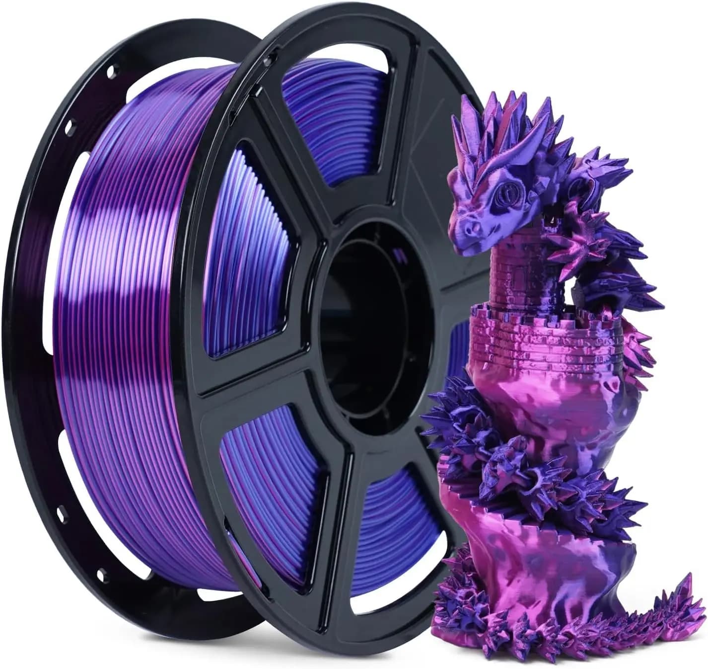 PLA Silk Dual Color 3D Printing Filament Bundle 1.75mm Smooth Silky Surface 250g Blue Purple for 3D Printer