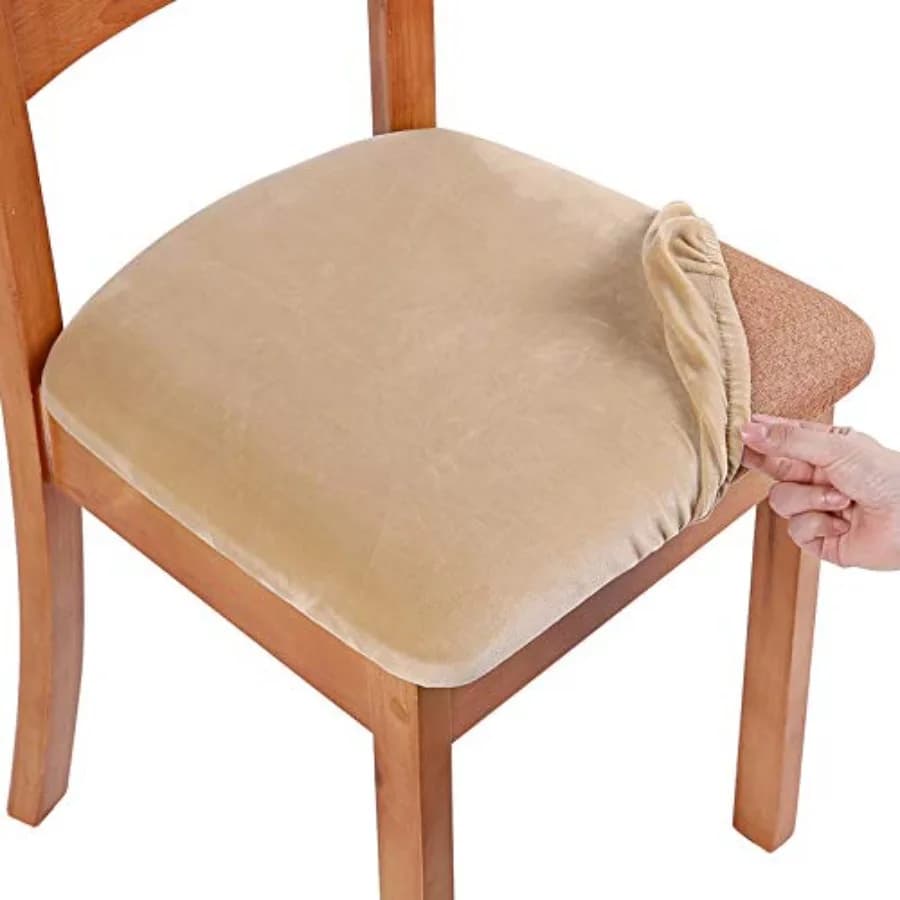 Coprisedili in Velluto per Sedie da Sala da Pranzo, Elasticizzati, Rimovibili, Lavabili, Protezioni per Cuscini con Lacci