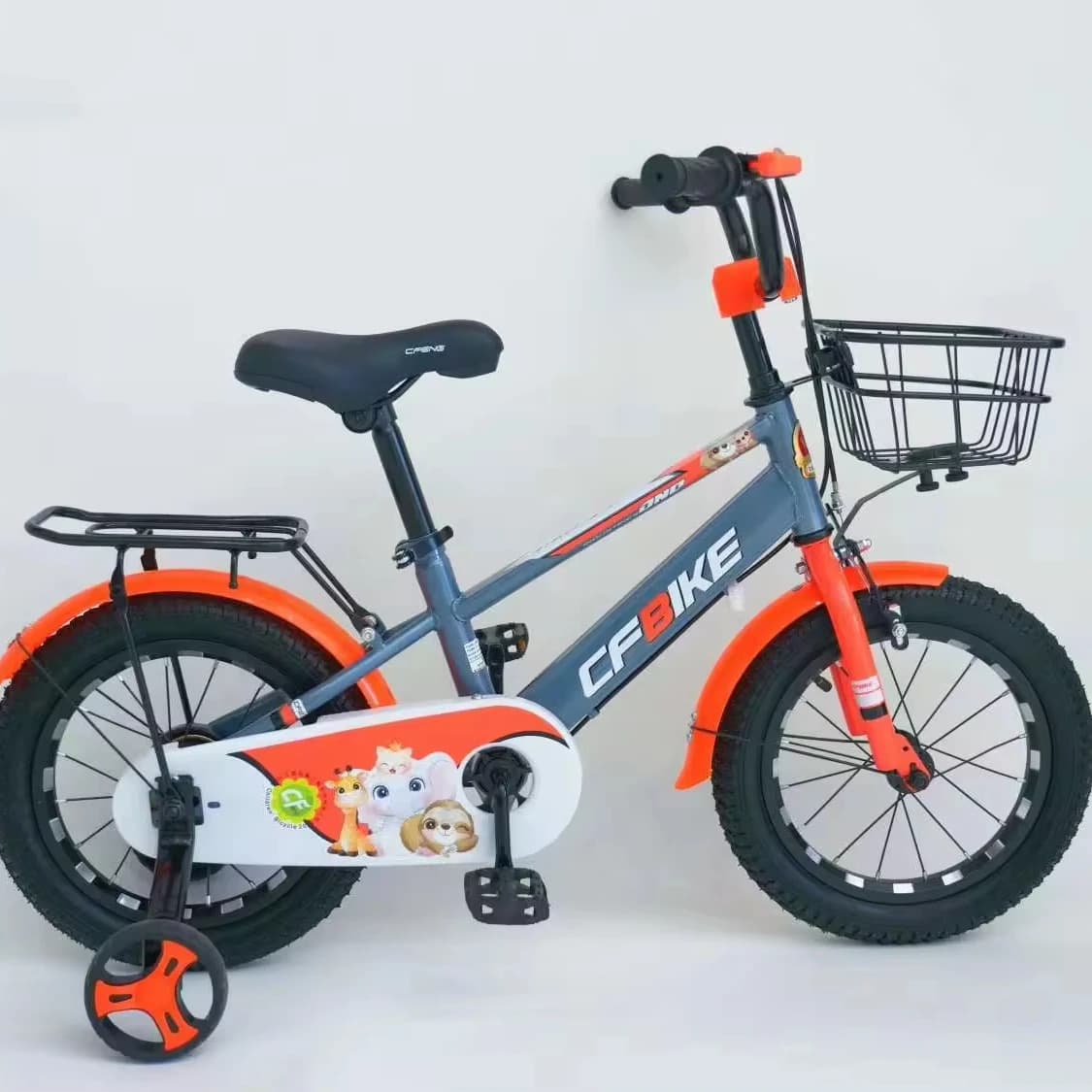 Bicicletta per Bambini 3-8 Anni con Freno a Pedale, Quattro Ruote e Ruote Ausiliarie