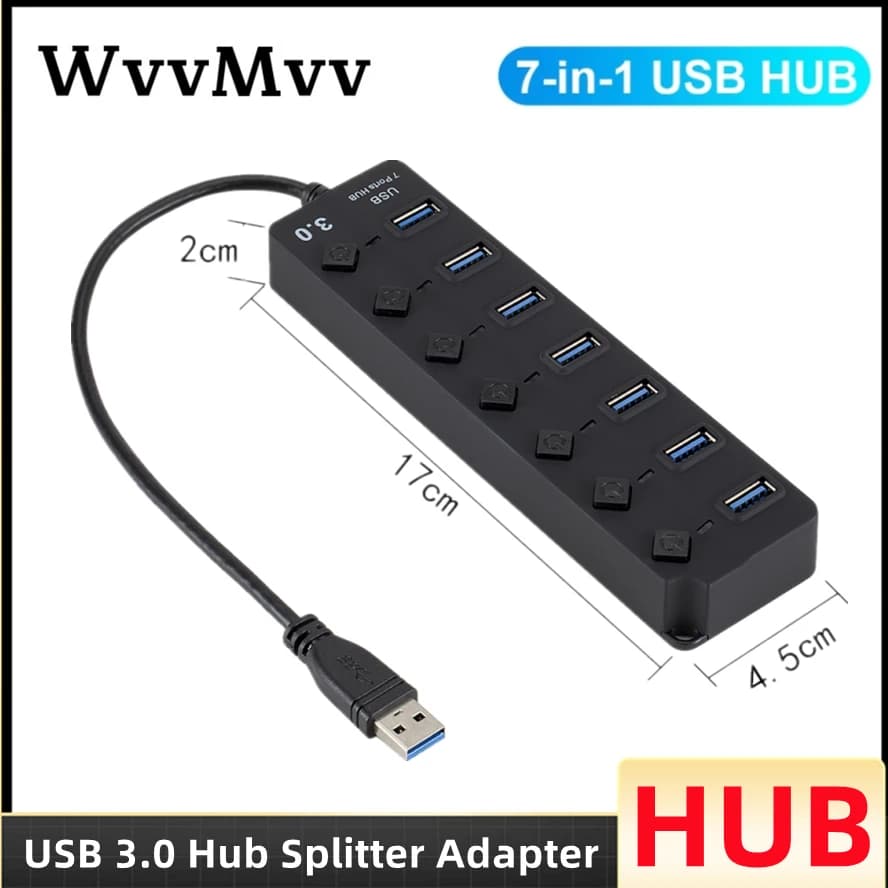 Adattatore di alimentazione hub USB 3.0 Splitter multi USB a 4/7 porte Hub USB 2.0 Espansore multiplo Switch Cavo Hub Docking Stations per PC
