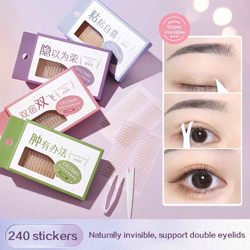 240 pcs adhesive for double eyelid invisible natural strips and long-lasting modelling for big eyes per person with single eyelid