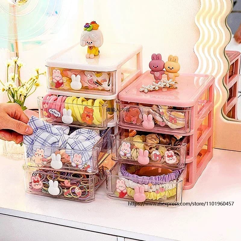 Plastic Bearing Box for Kids Hair Accessories, Table Organizer, Hair Clip, Jewelry, Head String, Elastic, Kids, Girl